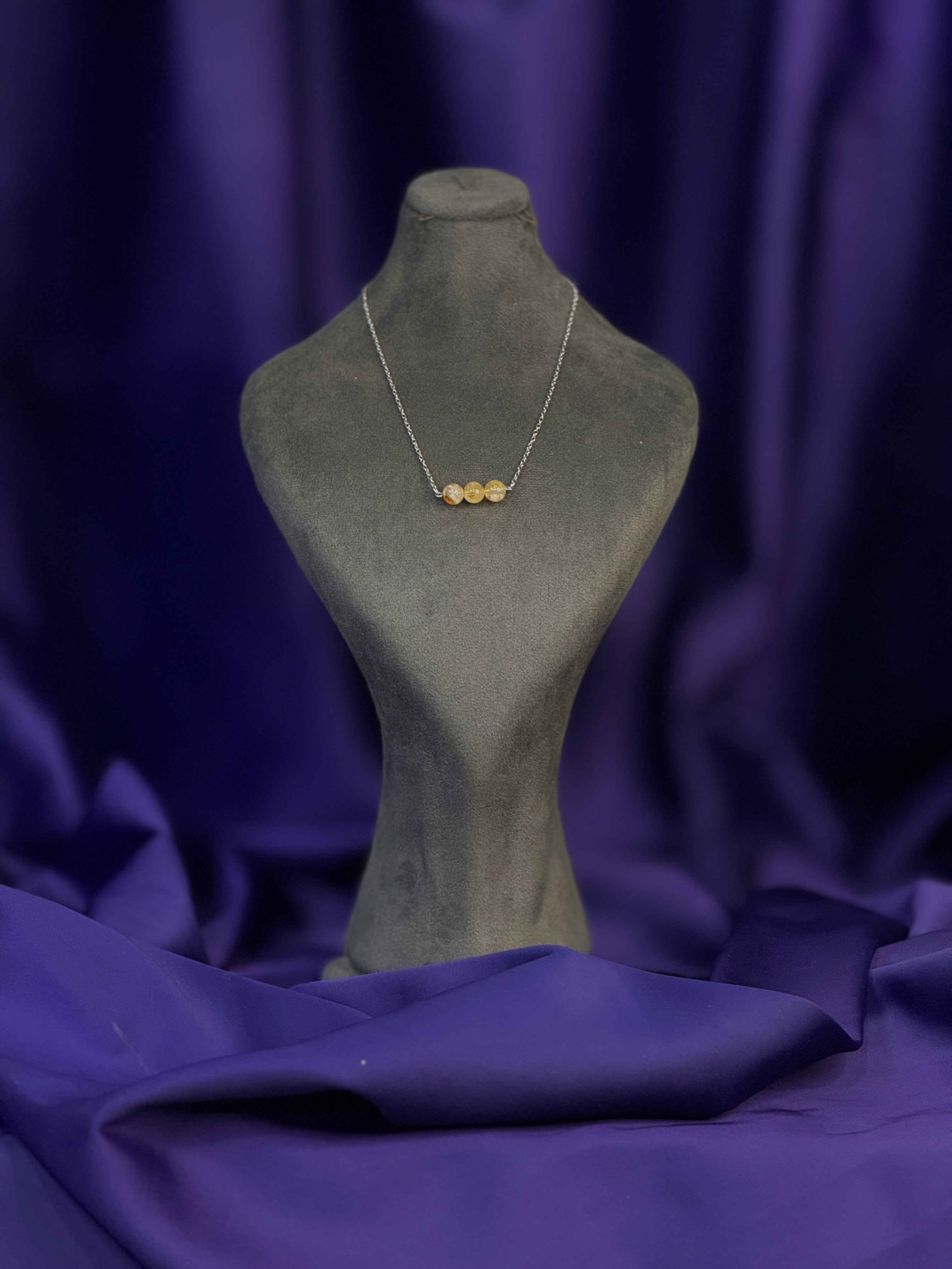 گردنبند سیترین ، زنجیر استیل رنگ ثابت ، کد۳۸